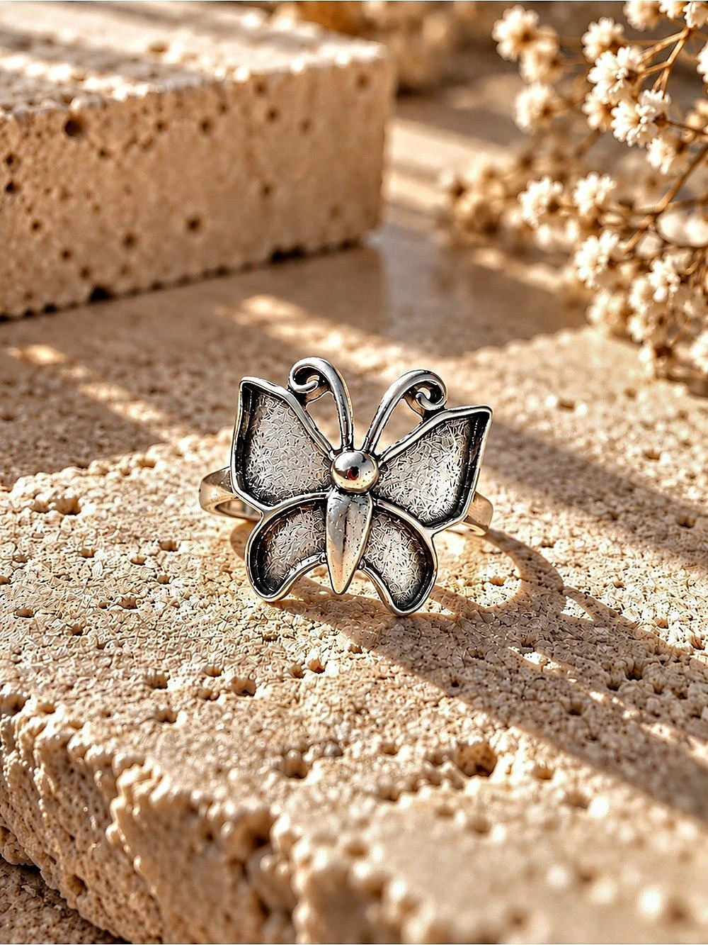 Butterfly Ring in Silver tone